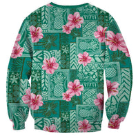 Cyan Hawaii Hibiscus With Tropical Flowers Motifs Sweatshirt LT14 - Polynesian Pride
