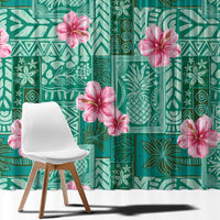 Cyan Hawaii Hibiscus With Tropical Flowers Motifs Window Curtain LT14 - Polynesian Pride