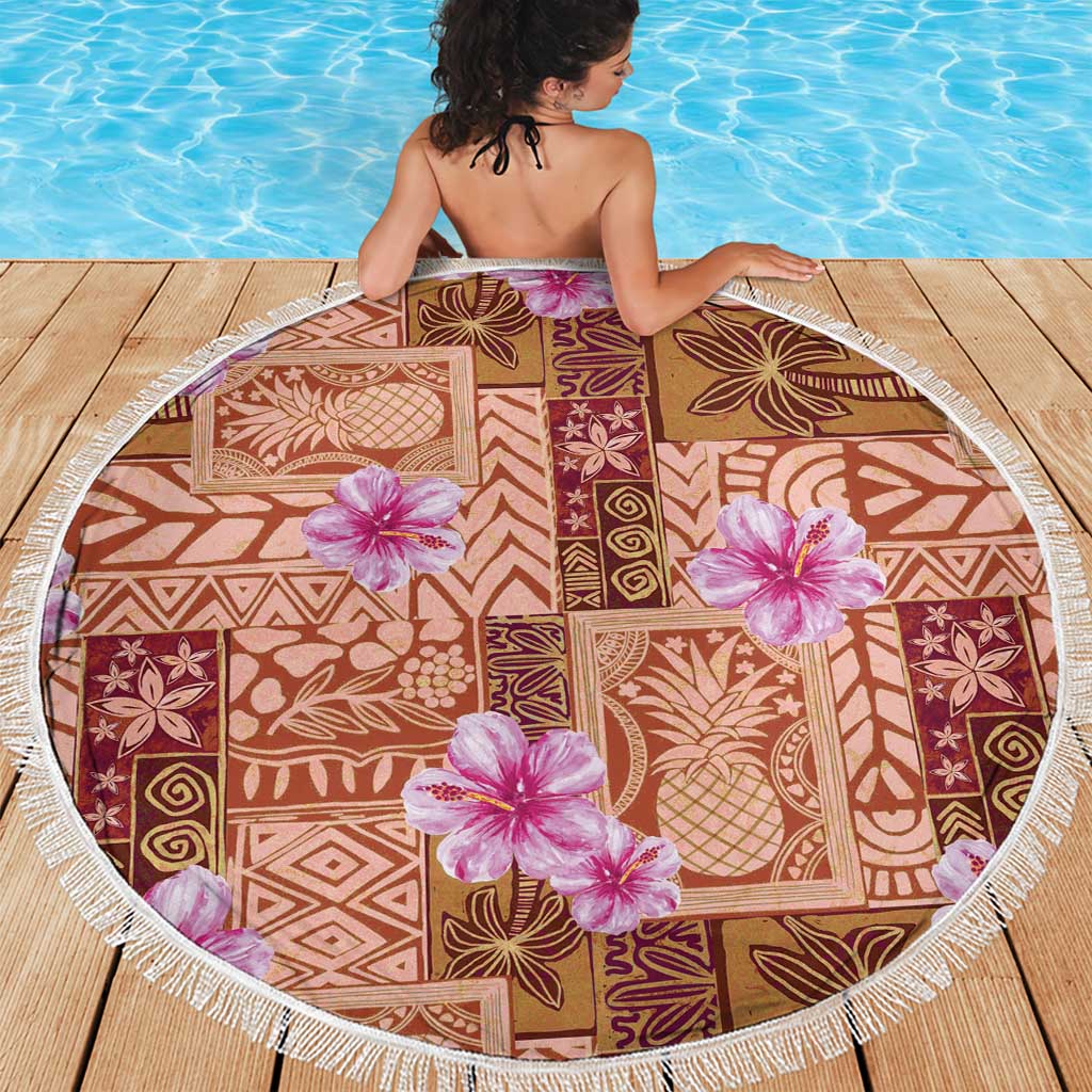 Orange Hawaii Hibiscus With Tropical Flowers Motifs Beach Blanket LT14 - Polynesian Pride