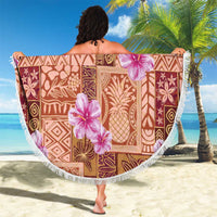 Orange Hawaii Hibiscus With Tropical Flowers Motifs Beach Blanket LT14 - Polynesian Pride