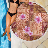 Orange Hawaii Hibiscus With Tropical Flowers Motifs Beach Blanket LT14 - Polynesian Pride