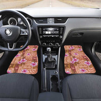 Orange Hawaii Hibiscus With Tropical Flowers Motifs Car Mats LT14 Set 2pcs - Front Orange - Polynesian Pride