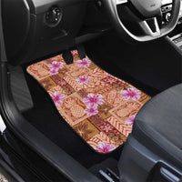 Orange Hawaii Hibiscus With Tropical Flowers Motifs Car Mats LT14 - Polynesian Pride