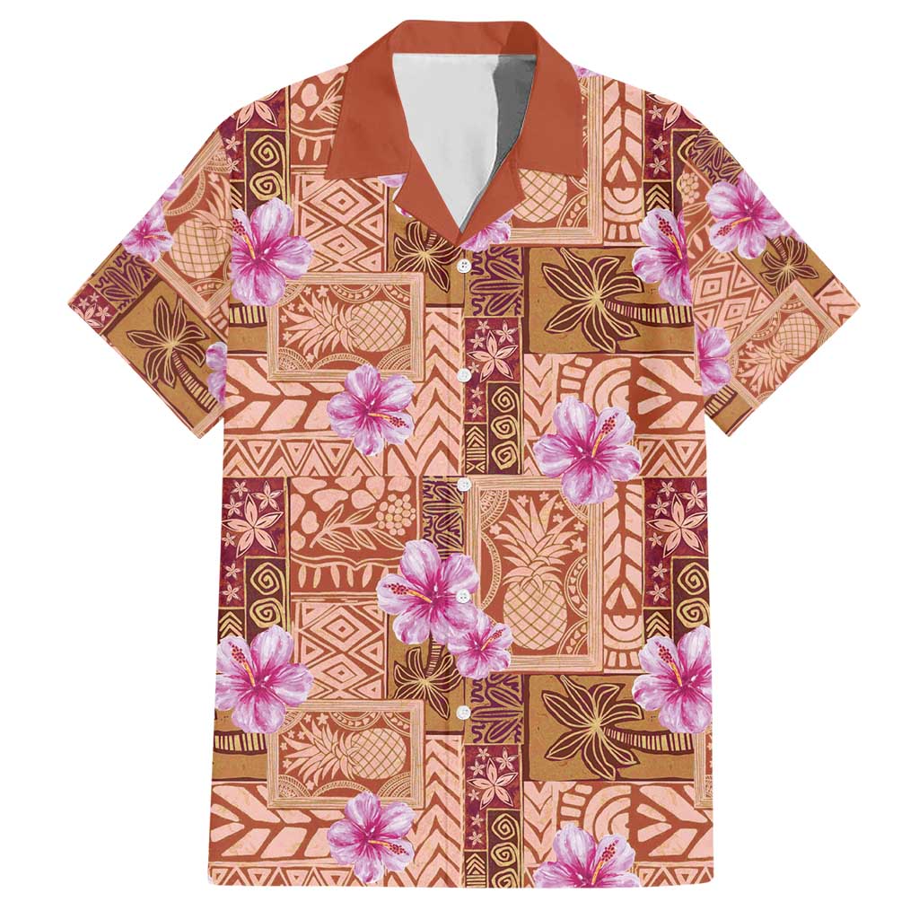 Orange Hawaii Hibiscus With Tropical Flowers Motifs Hawaiian Shirt LT14 Orange - Polynesian Pride