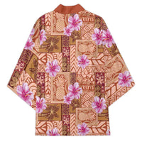 Orange Hawaii Hibiscus With Tropical Flowers Motifs Kimono LT14 - Polynesian Pride