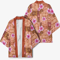 Orange Hawaii Hibiscus With Tropical Flowers Motifs Kimono LT14 - Polynesian Pride