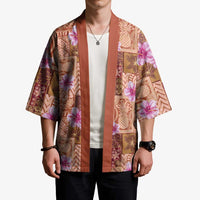 Orange Hawaii Hibiscus With Tropical Flowers Motifs Kimono LT14 - Polynesian Pride