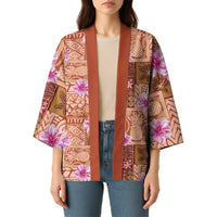 Orange Hawaii Hibiscus With Tropical Flowers Motifs Kimono LT14 - Polynesian Pride