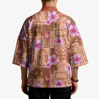 Orange Hawaii Hibiscus With Tropical Flowers Motifs Kimono LT14 - Polynesian Pride