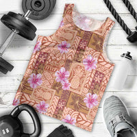 Orange Hawaii Hibiscus With Tropical Flowers Motifs Men Tank Top LT14 - Polynesian Pride
