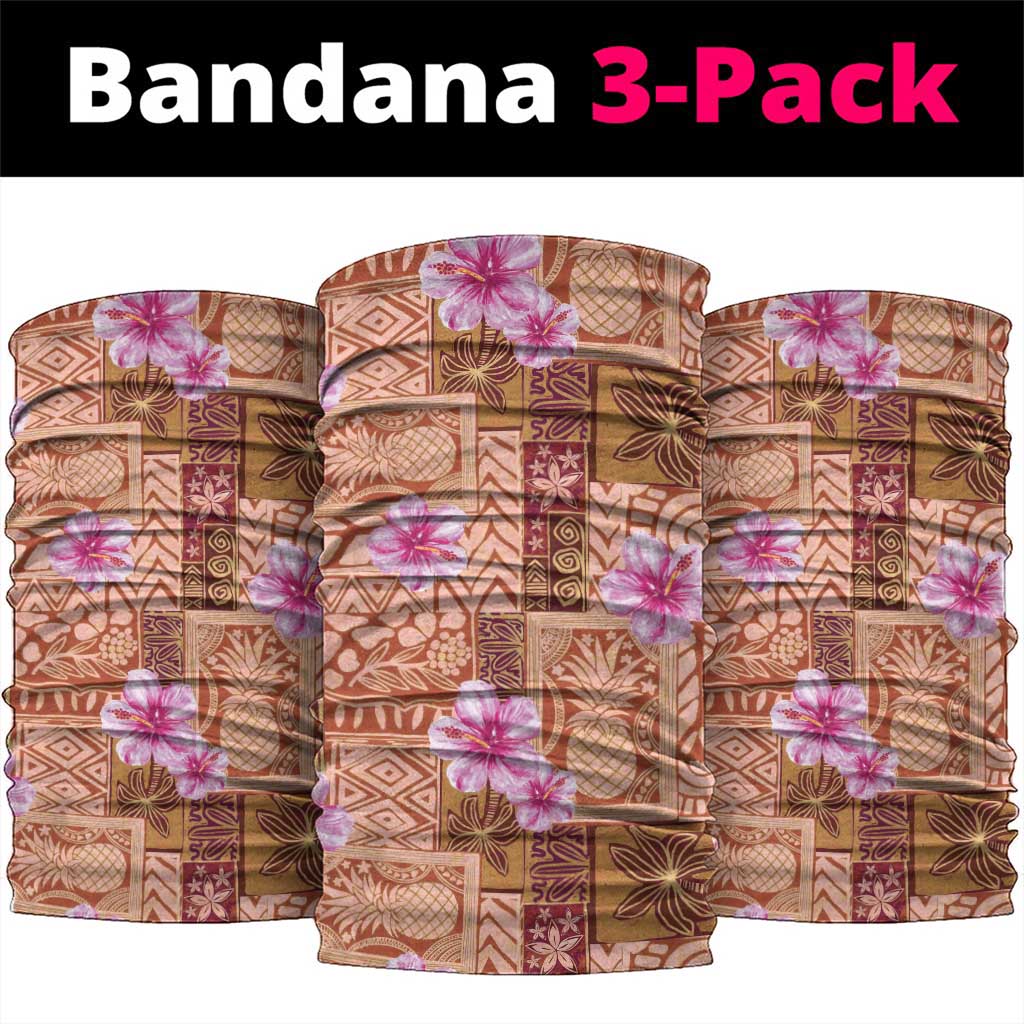 Orange Hawaii Hibiscus With Tropical Flowers Motifs Neck Gaiter LT14 package One Size: 25*50cm Orange - Polynesian Pride