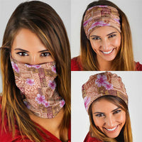 Orange Hawaii Hibiscus With Tropical Flowers Motifs Neck Gaiter LT14 - Polynesian Pride