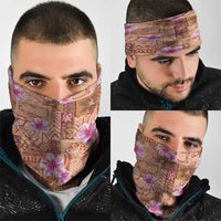 Orange Hawaii Hibiscus With Tropical Flowers Motifs Neck Gaiter LT14 - Polynesian Pride