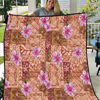 Orange Hawaii Hibiscus With Tropical Flowers Motifs Quilt LT14 Orange - Polynesian Pride