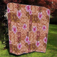 Orange Hawaii Hibiscus With Tropical Flowers Motifs Quilt LT14 - Polynesian Pride