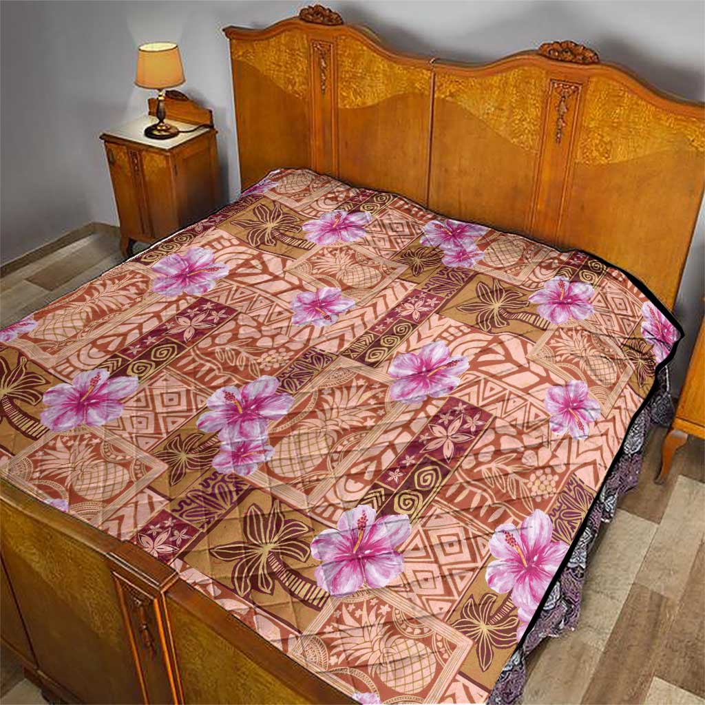 Orange Hawaii Hibiscus With Tropical Flowers Motifs Quilt LT14 - Polynesian Pride