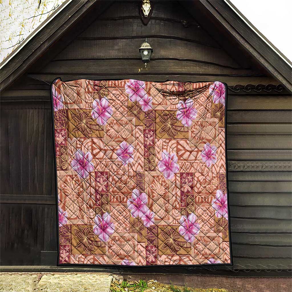Orange Hawaii Hibiscus With Tropical Flowers Motifs Quilt LT14 - Polynesian Pride