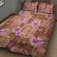Orange Hawaii Hibiscus With Tropical Flowers Motifs Quilt Bed Set LT14 - Polynesian Pride