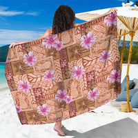 Orange Hawaii Hibiscus With Tropical Flowers Motifs Sarong LT14 One Size 44 x 66 inches Orange - Polynesian Pride