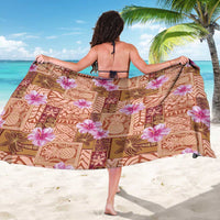 Orange Hawaii Hibiscus With Tropical Flowers Motifs Sarong LT14 - Polynesian Pride