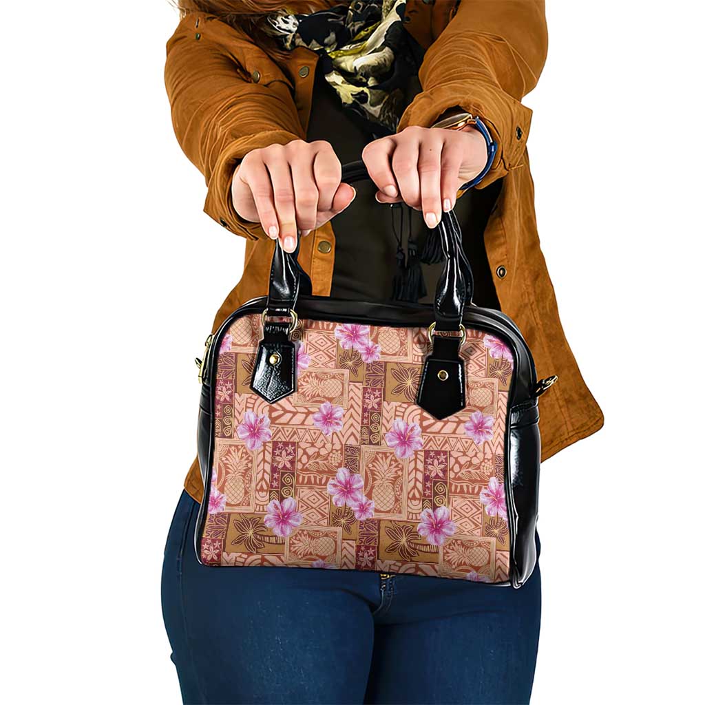 Orange Hawaii Hibiscus With Tropical Flowers Motifs Shoulder Handbag LT14 One Size Orange - Polynesian Pride