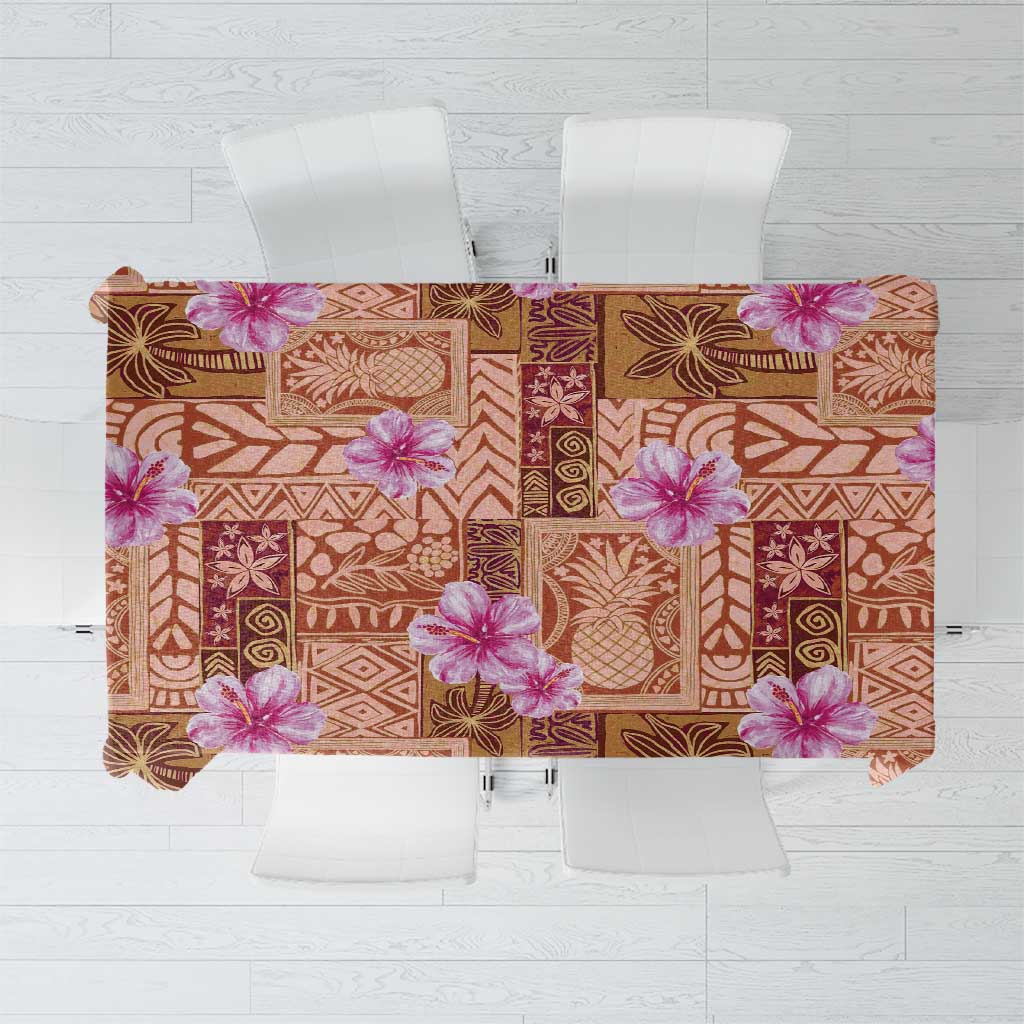 Orange Hawaii Hibiscus With Tropical Flowers Motifs Tablecloth LT14 Orange - Polynesian Pride