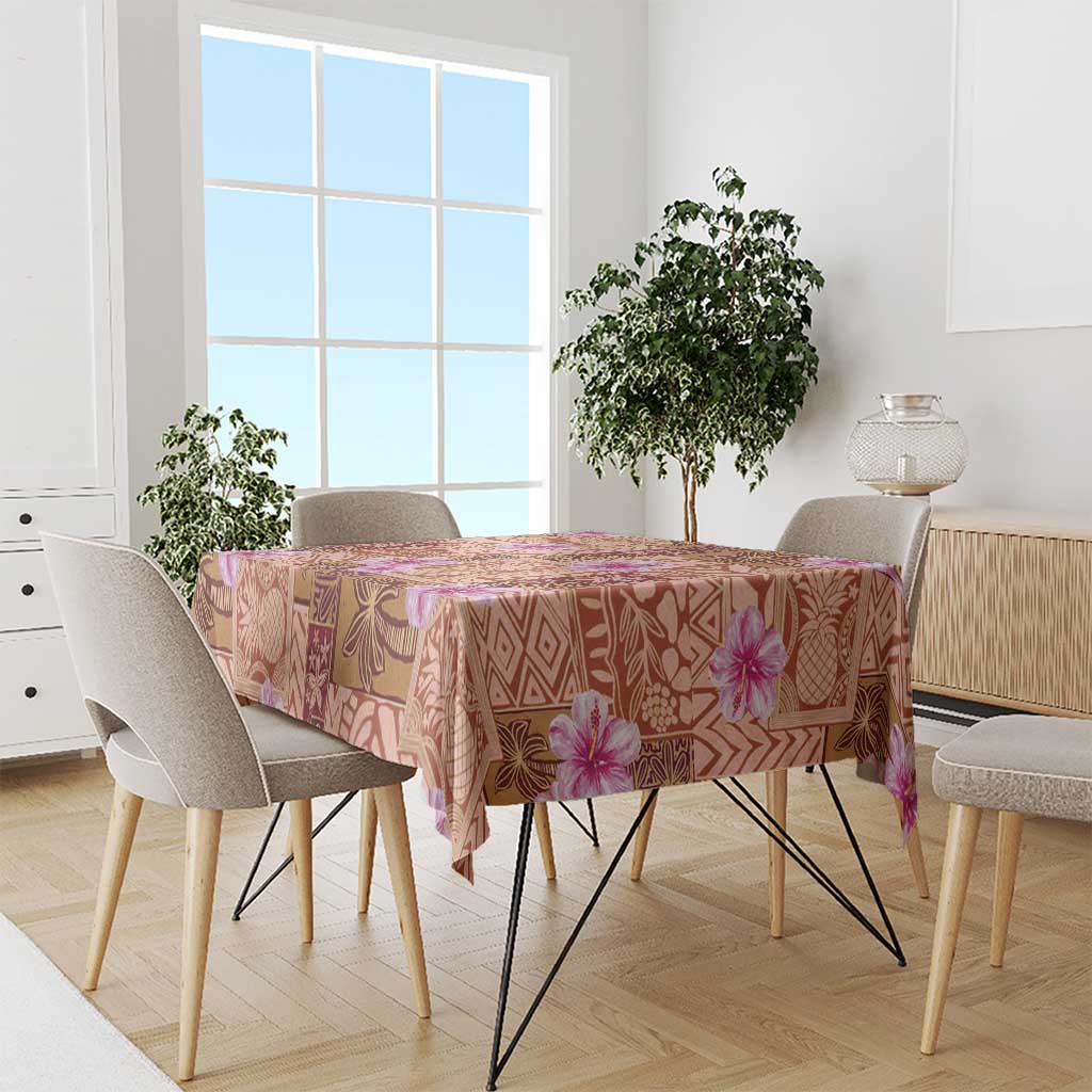 Orange Hawaii Hibiscus With Tropical Flowers Motifs Tablecloth LT14 - Polynesian Pride
