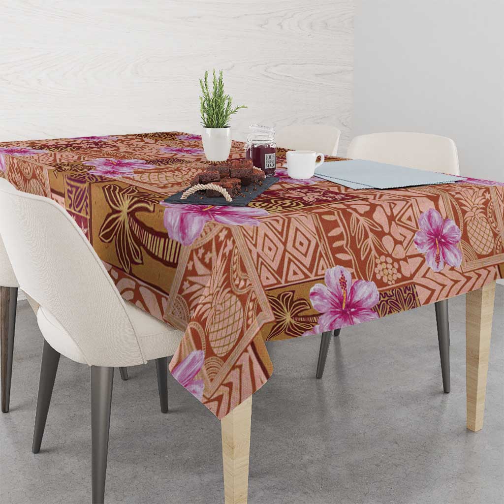 Orange Hawaii Hibiscus With Tropical Flowers Motifs Tablecloth LT14 - Polynesian Pride