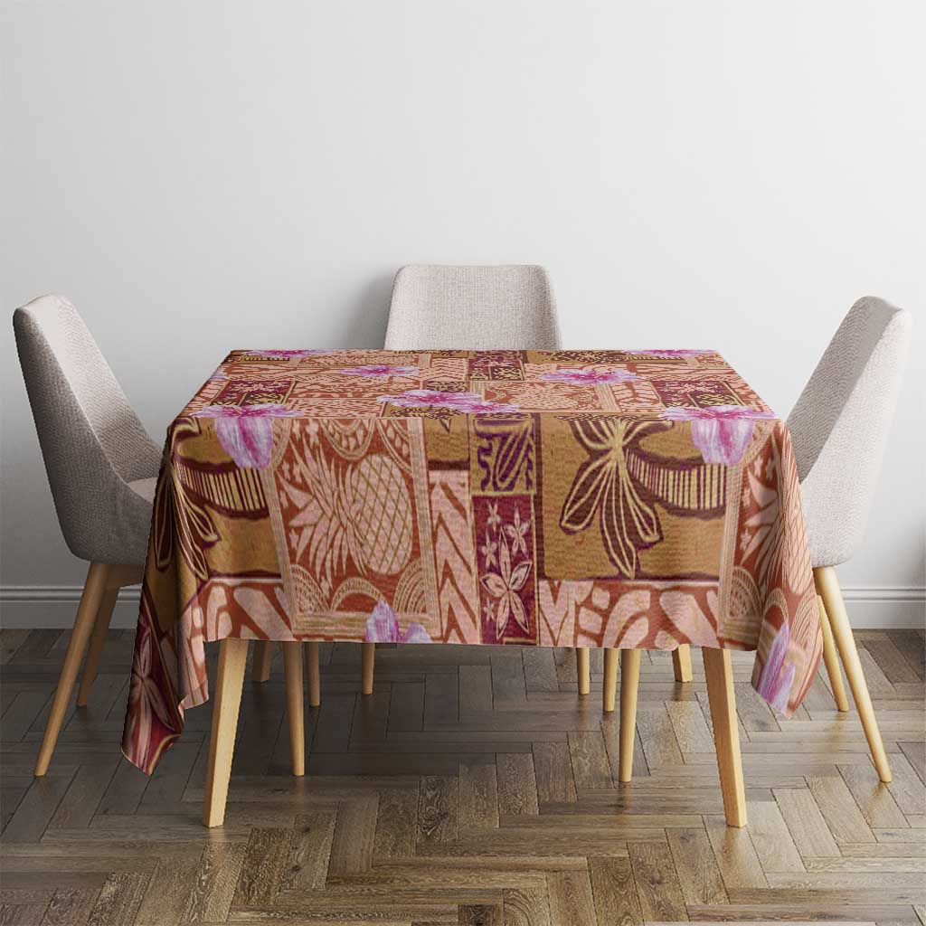 Orange Hawaii Hibiscus With Tropical Flowers Motifs Tablecloth LT14 - Polynesian Pride
