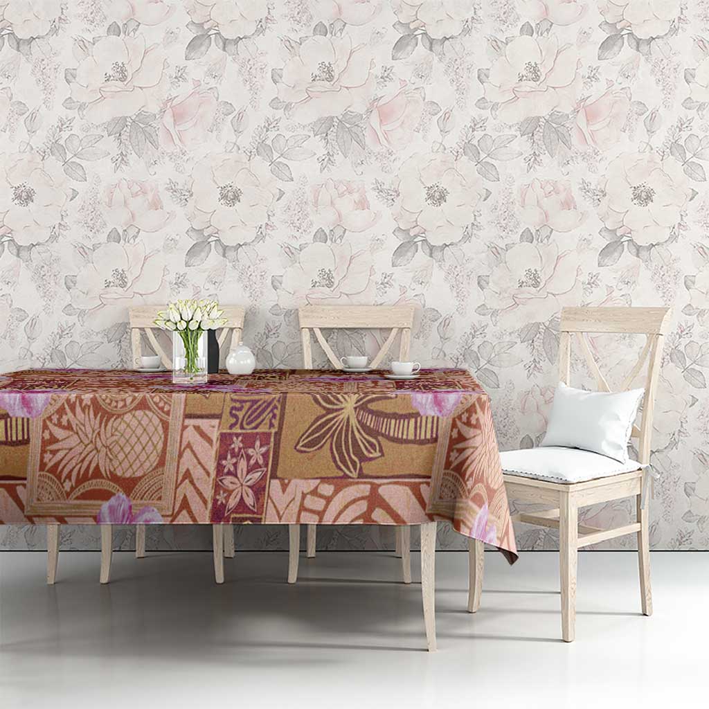 Orange Hawaii Hibiscus With Tropical Flowers Motifs Tablecloth LT14 - Polynesian Pride