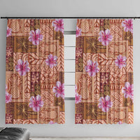 Orange Hawaii Hibiscus With Tropical Flowers Motifs Window Curtain LT14 With Hooks Orange - Polynesian Pride