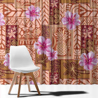 Orange Hawaii Hibiscus With Tropical Flowers Motifs Window Curtain LT14 - Polynesian Pride
