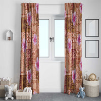 Orange Hawaii Hibiscus With Tropical Flowers Motifs Window Curtain LT14 - Polynesian Pride