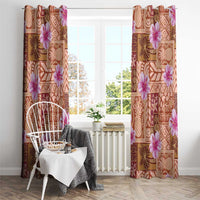 Orange Hawaii Hibiscus With Tropical Flowers Motifs Window Curtain LT14 - Polynesian Pride