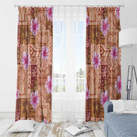 Orange Hawaii Hibiscus With Tropical Flowers Motifs Window Curtain LT14 - Polynesian Pride