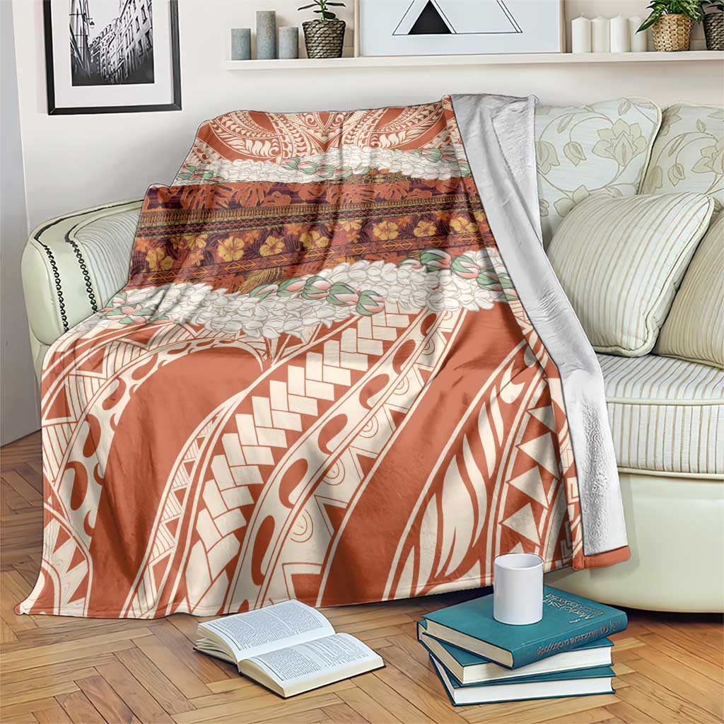 Aloha Hawaii Mikioi Lei Blanket Beige Tropical Flower Pattern LT14 Beige - Polynesian Pride