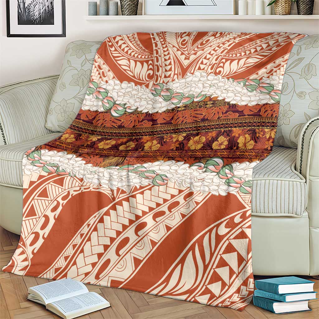 Aloha Hawaii Mikioi Lei Blanket Beige Tropical Flower Pattern LT14 - Polynesian Pride
