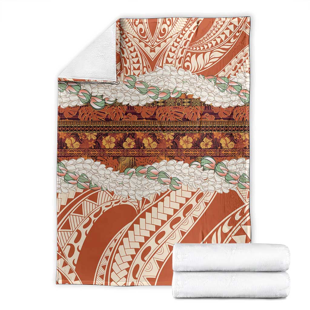 Aloha Hawaii Mikioi Lei Blanket Beige Tropical Flower Pattern LT14 - Polynesian Pride
