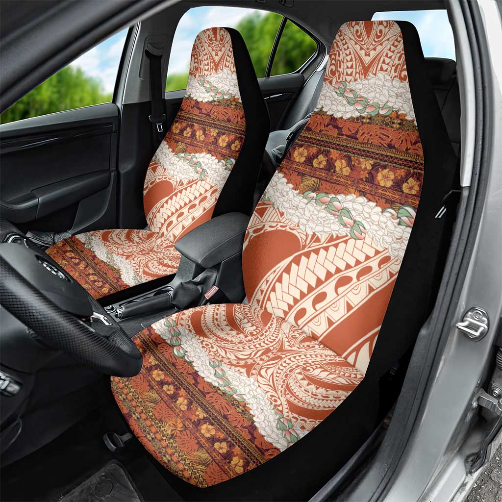 Aloha Hawaii Mikioi Lei Car Seat Cover Beige Tropical Flower Pattern LT14 - Polynesian Pride