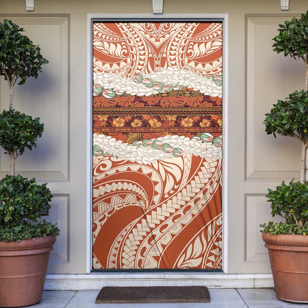Aloha Hawaii Mikioi Lei Door Cover Beige Tropical Flower Pattern LT14 Beige - Polynesian Pride
