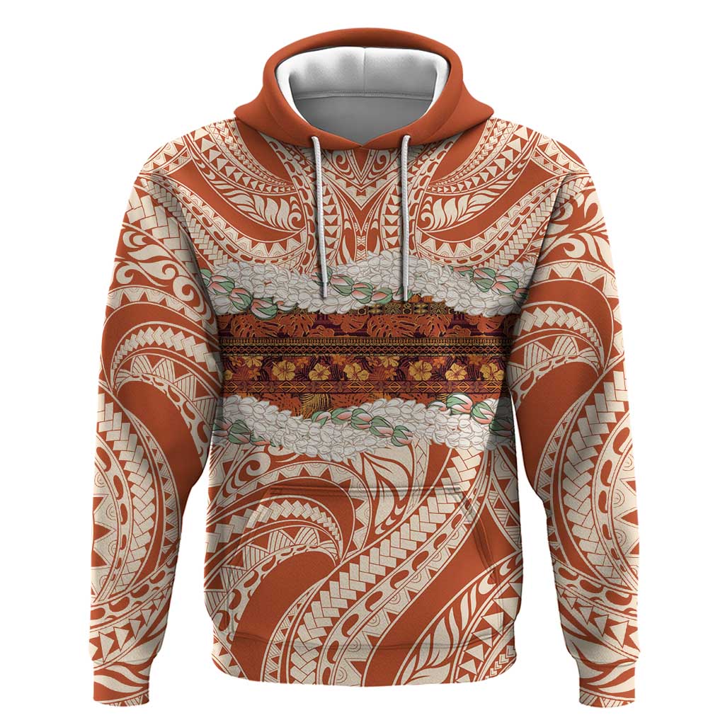 Aloha Hawaii Mikioi Lei Hoodie Beige Tropical Flower Pattern LT14 Pullover Hoodie Beige - Polynesian Pride
