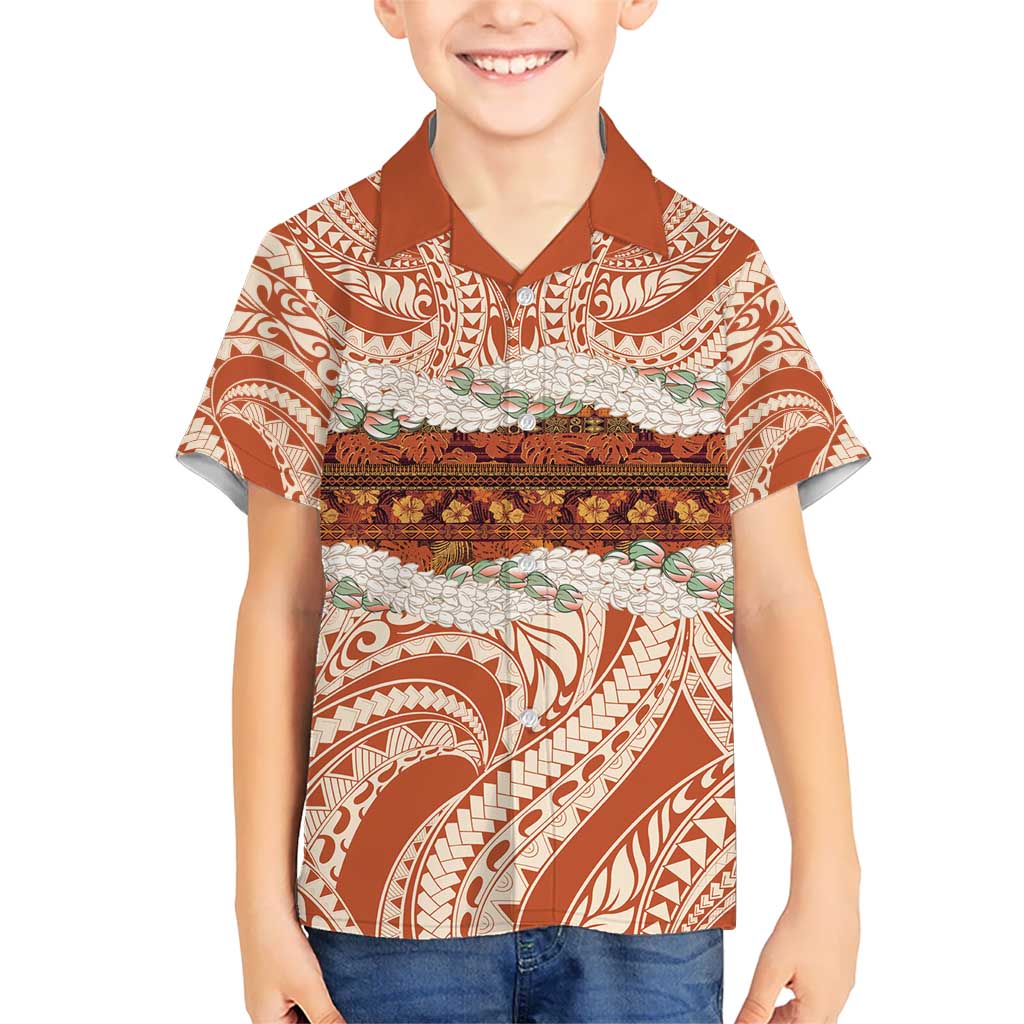 Aloha Hawaii Mikioi Lei Kid Hawaiian Shirt Beige Tropical Flower Pattern LT14 Kid Beige - Polynesian Pride