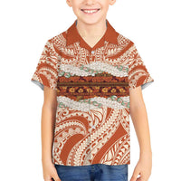 Aloha Hawaii Mikioi Lei Kid Hawaiian Shirt Beige Tropical Flower Pattern LT14 Kid Beige - Polynesian Pride