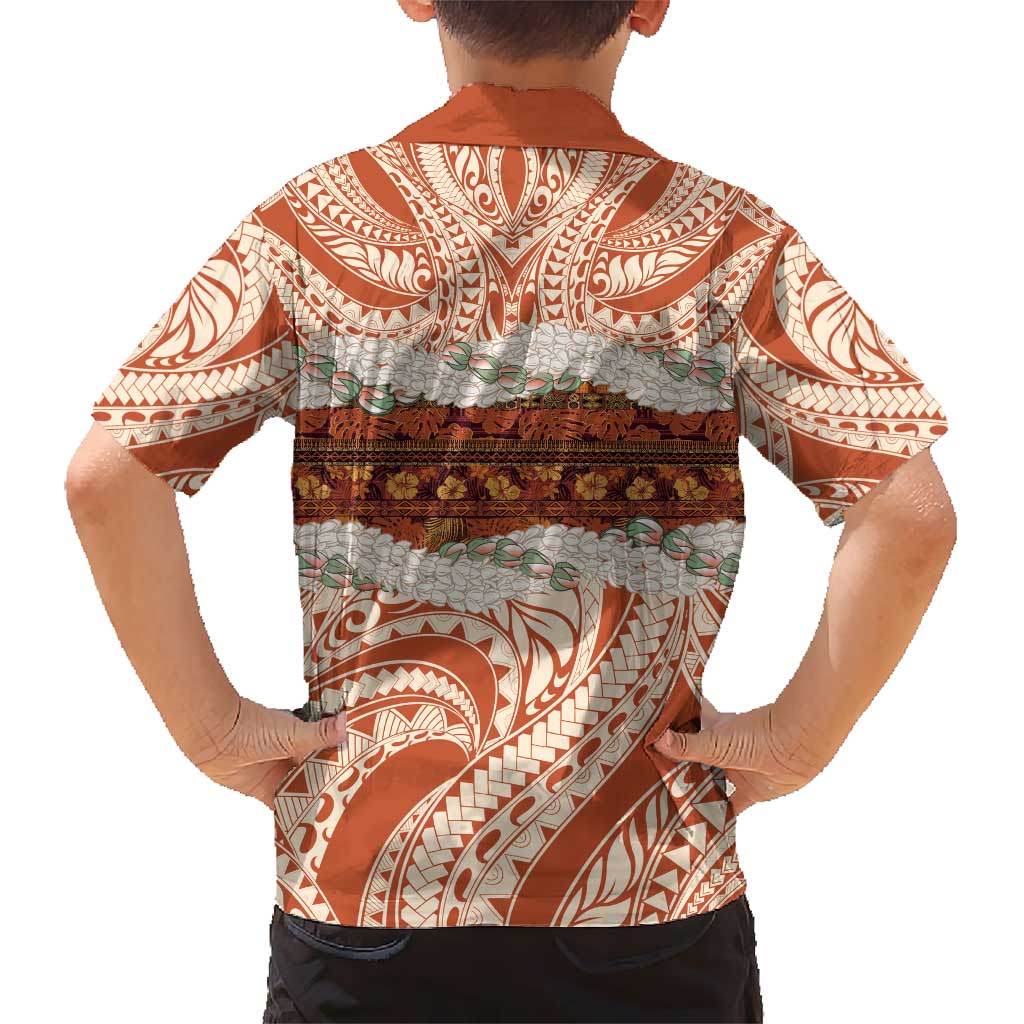 Aloha Hawaii Mikioi Lei Kid Hawaiian Shirt Beige Tropical Flower Pattern LT14 - Polynesian Pride