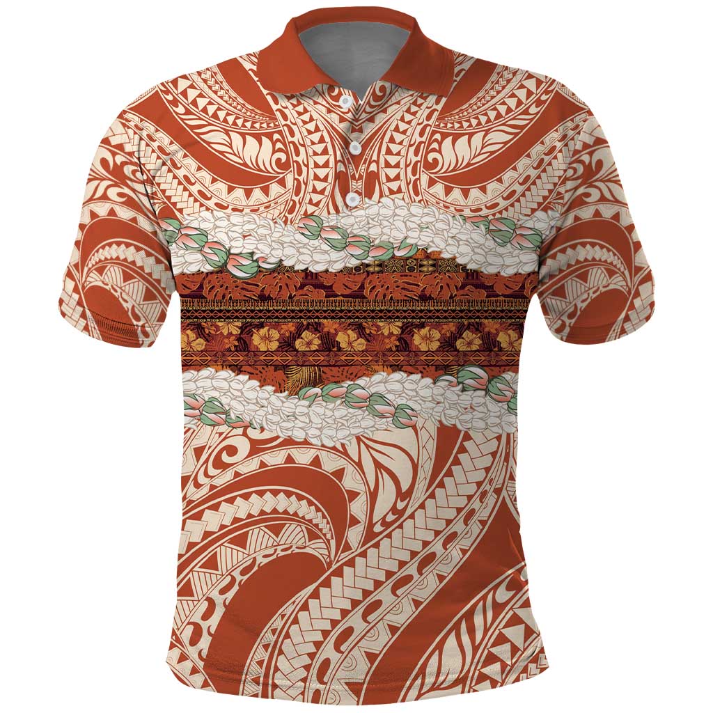 Aloha Hawaii Mikioi Lei Polo Shirt Beige Tropical Flower Pattern LT14 Beige - Polynesian Pride