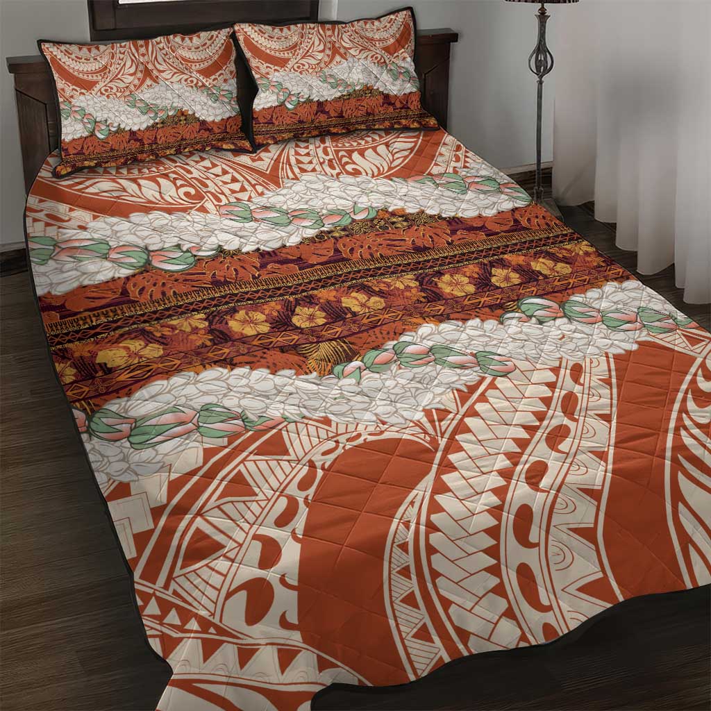 Aloha Hawaii Mikioi Lei Quilt Bed Set Beige Tropical Flower Pattern LT14 Beige - Polynesian Pride