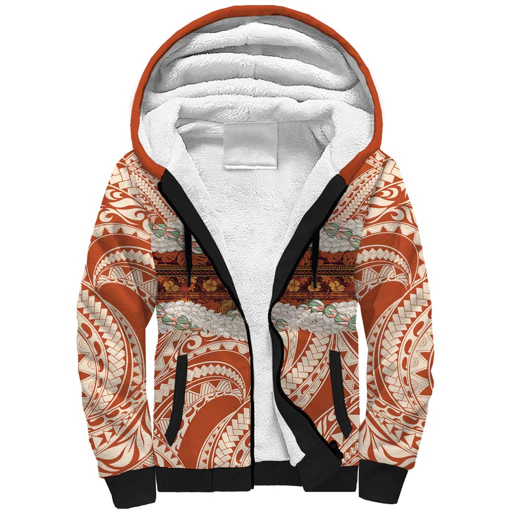 Aloha Hawaii Mikioi Lei Sherpa Hoodie Beige Tropical Flower Pattern LT14 Unisex Beige - Polynesian Pride