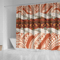 Aloha Hawaii Mikioi Lei Shower Curtain Beige Tropical Flower Pattern LT14 - Polynesian Pride
