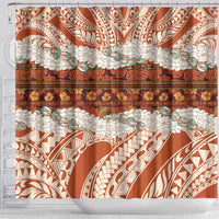 Aloha Hawaii Mikioi Lei Shower Curtain Beige Tropical Flower Pattern LT14 - Polynesian Pride