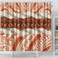 Aloha Hawaii Mikioi Lei Shower Curtain Beige Tropical Flower Pattern LT14 - Polynesian Pride